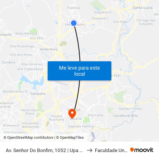 Av. Senhor Do Bonfim, 1052 | Upa São Benedito to Faculdade Universo map