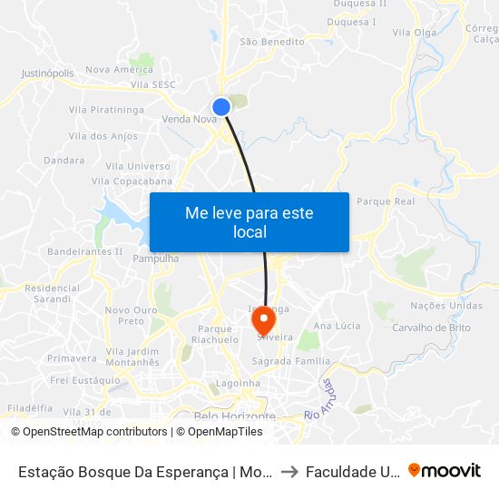 Estação Bosque Da Esperança | Move Metropolitano to Faculdade Universo map