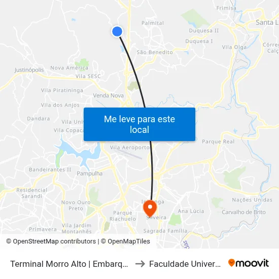 Terminal Morro Alto | Embarque to Faculdade Universo map
