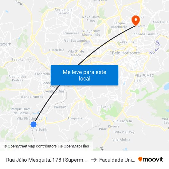 Rua Júlio Mesquita, 178 | Supermercado Dia to Faculdade Universo map