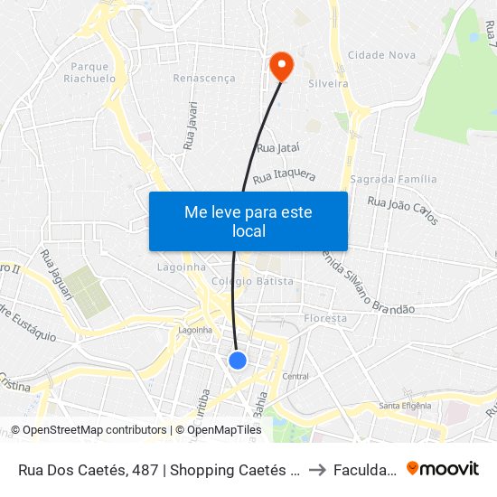 Rua Dos Caetés, 487 | Shopping Caetés 2 (Serra's Calçados/Maria Gula Lanchonete) to Faculdade Universo map