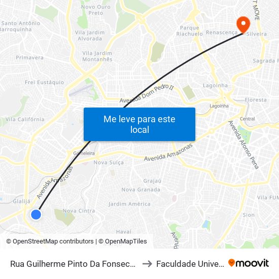 Rua Guilherme Pinto Da Fonseca 337 to Faculdade Universo map