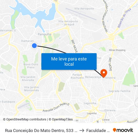 Rua Conceição Do Mato Dentro, 533 | Depósito Mineirinho to Faculdade Universo map