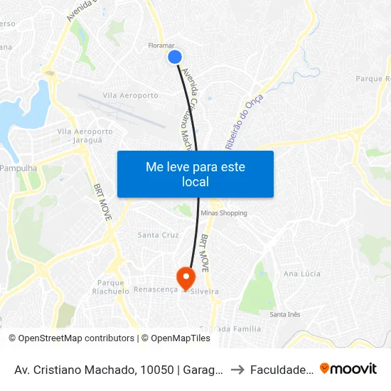 Av. Cristiano Machado, 10050 | Garagem Auto Omnibus Floramar to Faculdade Universo map