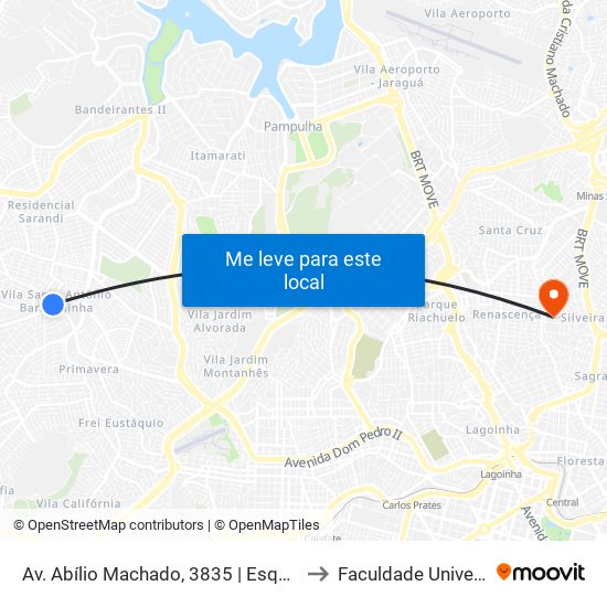 Av. Abílio Machado, 3835 | Esquinão to Faculdade Universo map