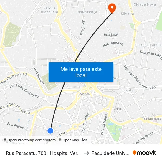 Rua Paracatu, 700 | Hospital Vera Cruz to Faculdade Universo map