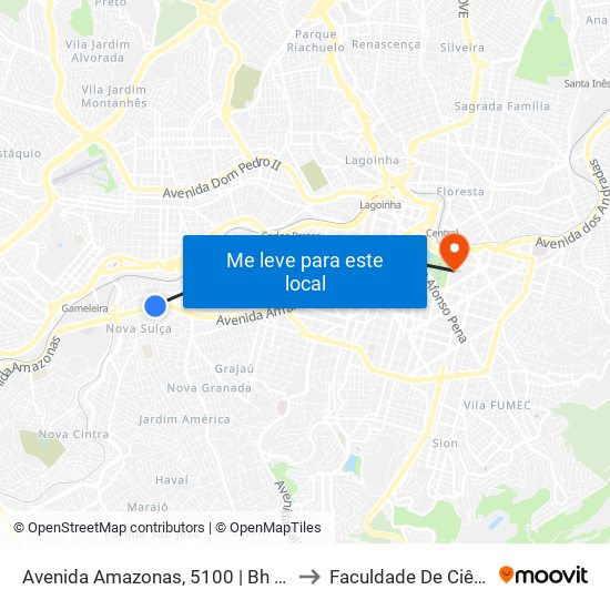 Avenida Amazonas, 5100 | Bh Convention Hotel E Oposto Ao Cefet-Mg Campus I to Faculdade De Ciências Médicas De Minas Gerais map