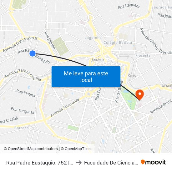 Rua Padre Eustáquio, 752 | Praça São Francisco Das Chagas to Faculdade De Ciências Médicas De Minas Gerais map