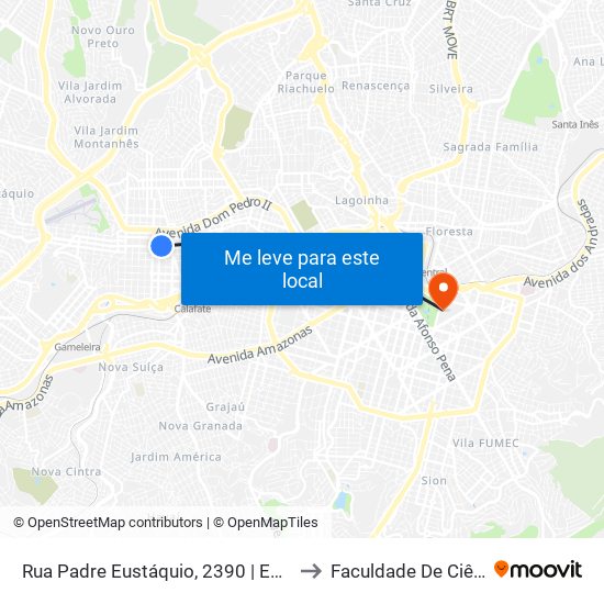 Rua Padre Eustáquio, 2390 | Epa Supermercados E Oposto A Igreja Padre Eustáquio to Faculdade De Ciências Médicas De Minas Gerais map