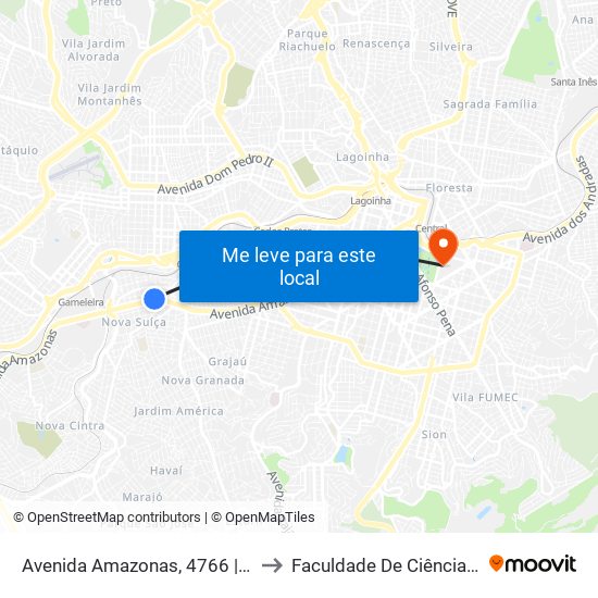 Avenida Amazonas, 4766 | Banco Do Brasil/Drogaria Araújo to Faculdade De Ciências Médicas De Minas Gerais map