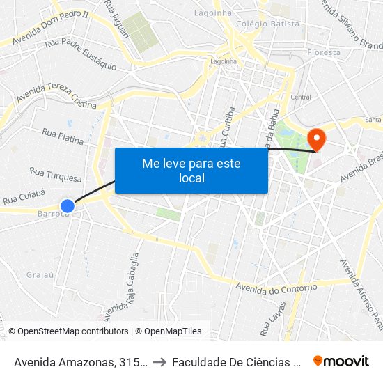 Avenida Amazonas, 3155 | Corpo De Bombeiros to Faculdade De Ciências Médicas De Minas Gerais map