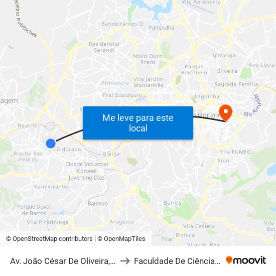 Av. João César De Oliveira, 3359 | Caixa Econômica Federal to Faculdade De Ciências Médicas De Minas Gerais map