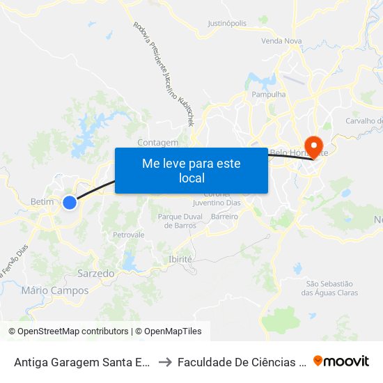 Antiga Garagem Santa Edwiges Antes Dos Correios to Faculdade De Ciências Médicas De Minas Gerais map