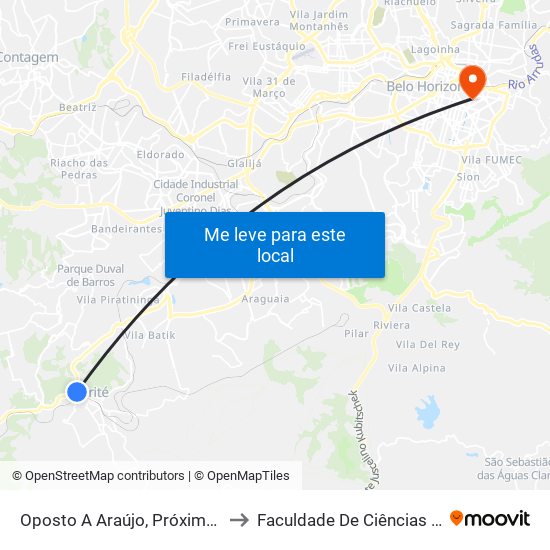 Oposto A Araújo, Próximo Ao Hospital/Upa De Ibirité to Faculdade De Ciências Médicas De Minas Gerais map