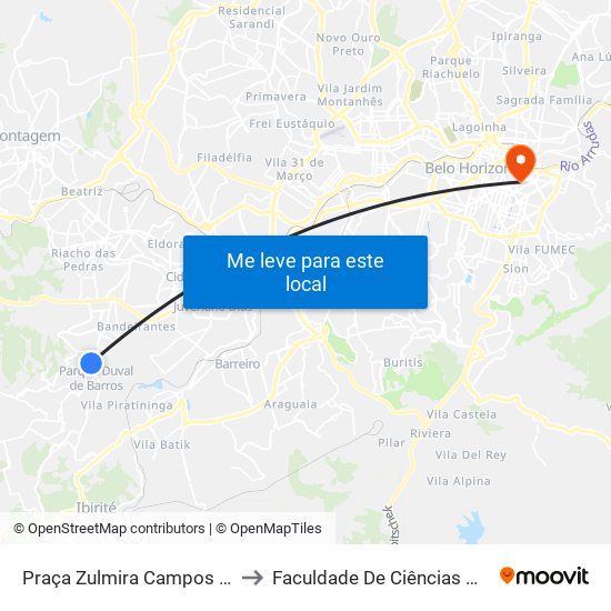 Praça Zulmira Campos | Oposto A Cacau Show to Faculdade De Ciências Médicas De Minas Gerais map