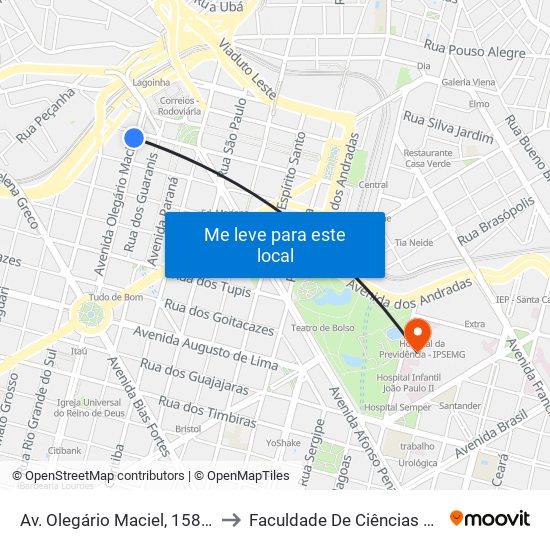 Av. Olegário Maciel, 158 | Sesc Olegário Maciel 1 to Faculdade De Ciências Médicas De Minas Gerais map