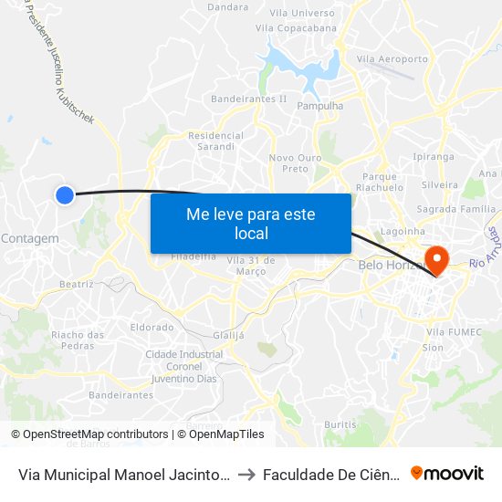 Via Municipal Manoel Jacinto Coelho Júnior, 1001 | Tambasa Atacadistas to Faculdade De Ciências Médicas De Minas Gerais map