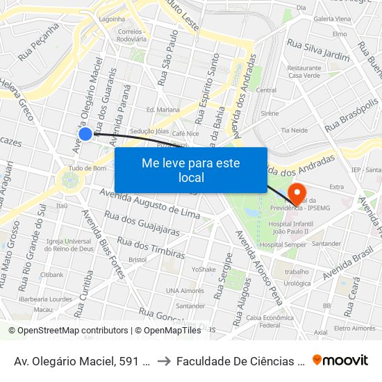 Av. Olegário Maciel, 591 | Procuradoria Da Justiça 1 to Faculdade De Ciências Médicas De Minas Gerais map