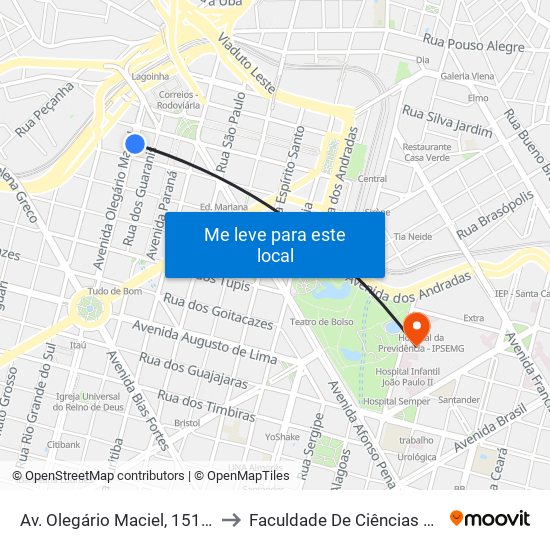 Av. Olegário Maciel, 151 | Sesc Olegário Maciel 2 to Faculdade De Ciências Médicas De Minas Gerais map