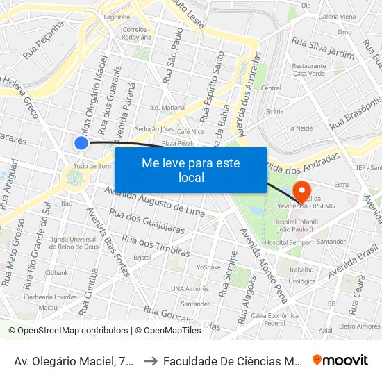 Av. Olegário Maciel, 714 | Mercado Novo 1 to Faculdade De Ciências Médicas De Minas Gerais map