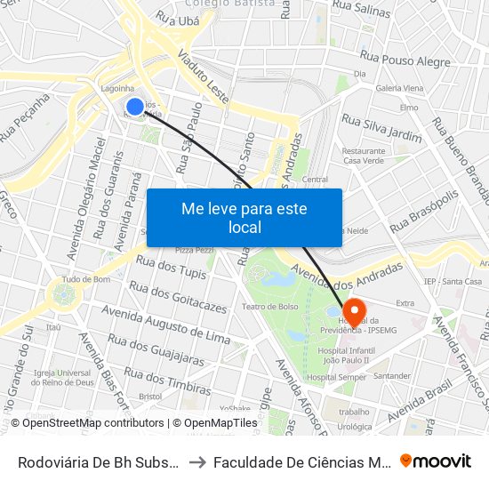 Rodoviária De Bh Subsolo | Só Desembarque to Faculdade De Ciências Médicas De Minas Gerais map