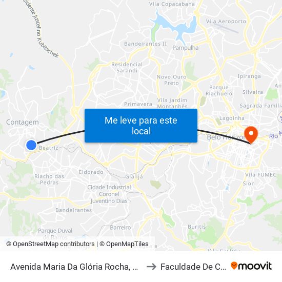 Avenida Maria Da Glória Rocha, 425 | Novo Fórum De Contagem Sentido Av. João César/Eldorado to Faculdade De Ciências Médicas De Minas Gerais map