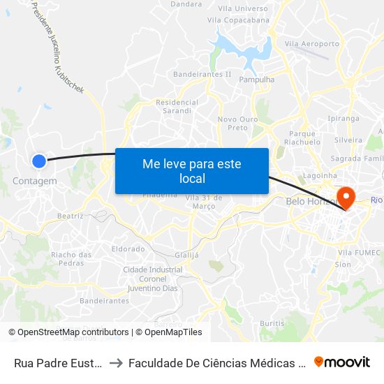 Rua Padre Eustáquio, 71 to Faculdade De Ciências Médicas De Minas Gerais map