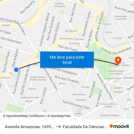 Avenida Amazonas, 1695 | Colégio Santo Agostinho 3 to Faculdade De Ciências Médicas De Minas Gerais map