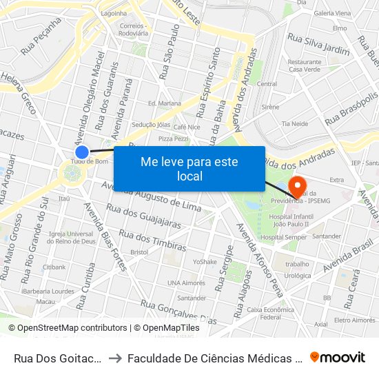 Rua Dos Goitacazes 778 to Faculdade De Ciências Médicas De Minas Gerais map