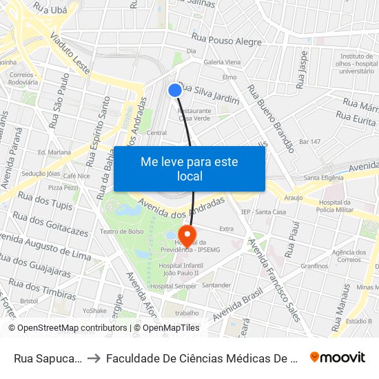 Rua Sapucai 153 to Faculdade De Ciências Médicas De Minas Gerais map