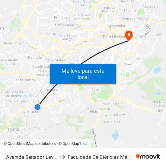 Avenida Senador Levindo Coelho, 795 to Faculdade De Ciências Médicas De Minas Gerais map