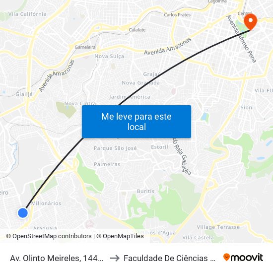 Av. Olinto Meireles, 1446 | Vallourec Portaria Iv-B to Faculdade De Ciências Médicas De Minas Gerais map