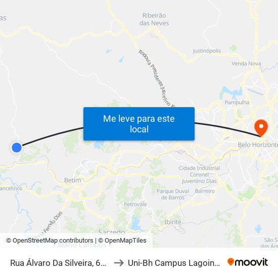 Rua Álvaro Da Silveira, 634 to Uni-Bh Campus Lagoinha map