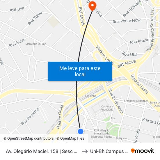 Av. Olegário Maciel, 158 | Sesc Olegário Maciel 1 to Uni-Bh Campus Lagoinha map