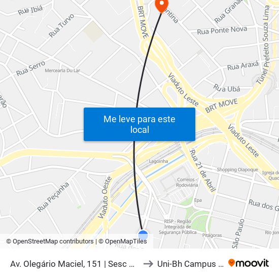 Av. Olegário Maciel, 151 | Sesc Olegário Maciel 2 to Uni-Bh Campus Lagoinha map