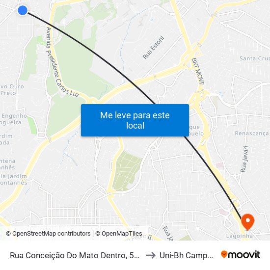 Rua Conceição Do Mato Dentro, 533 | Depósito Mineirinho to Uni-Bh Campus Lagoinha map