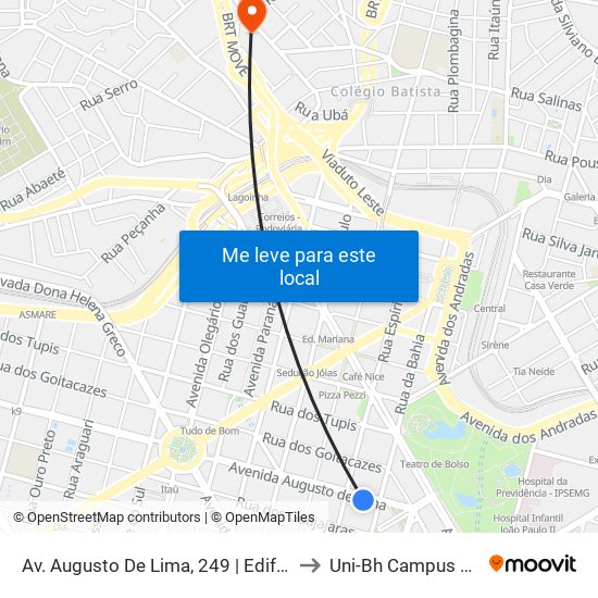 Av. Augusto De Lima, 249 | Edifício Maletta 1 to Uni-Bh Campus Lagoinha map