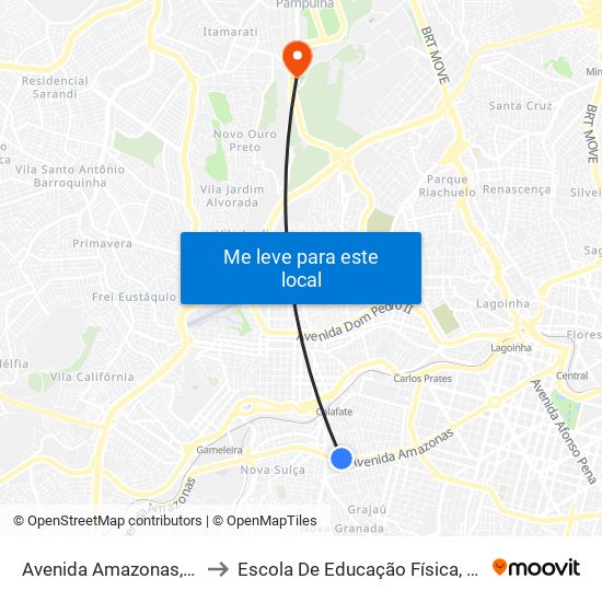 Avenida Amazonas, 3865 | Lojas De Veículos to Escola De Educação Física, Fisioterapia E Terapia Ocupacional map