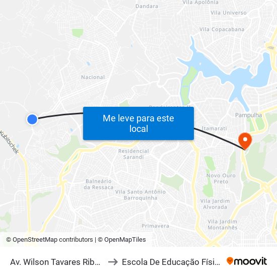 Av. Wilson Tavares Ribeiro, 1400 | Condomínio De Galpões to Escola De Educação Física, Fisioterapia E Terapia Ocupacional map