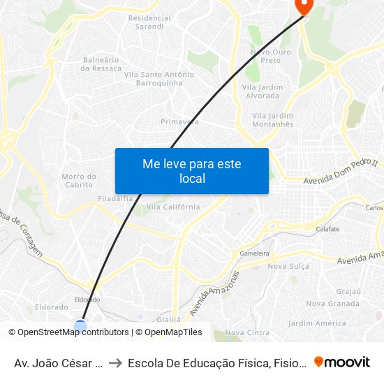 Av. João César De Oliveira, 151 to Escola De Educação Física, Fisioterapia E Terapia Ocupacional map