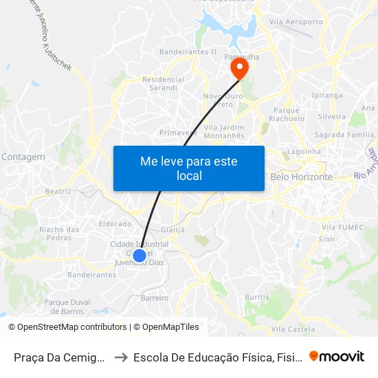 Praça Da Cemig/Garagem Cometa to Escola De Educação Física, Fisioterapia E Terapia Ocupacional map