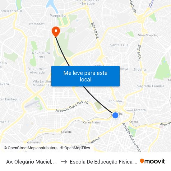 Av. Olegário Maciel, 158 | Sesc Olegário Maciel 1 to Escola De Educação Física, Fisioterapia E Terapia Ocupacional map