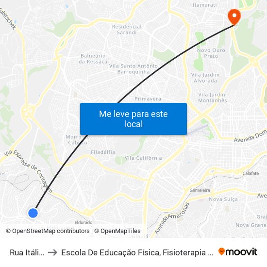 Rua Itália, 404 to Escola De Educação Física, Fisioterapia E Terapia Ocupacional map