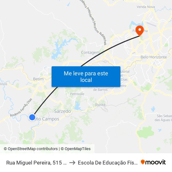 Rua Miguel Pereira, 515 | Ponto Final Das Linhas Do Citrolândia to Escola De Educação Física, Fisioterapia E Terapia Ocupacional map