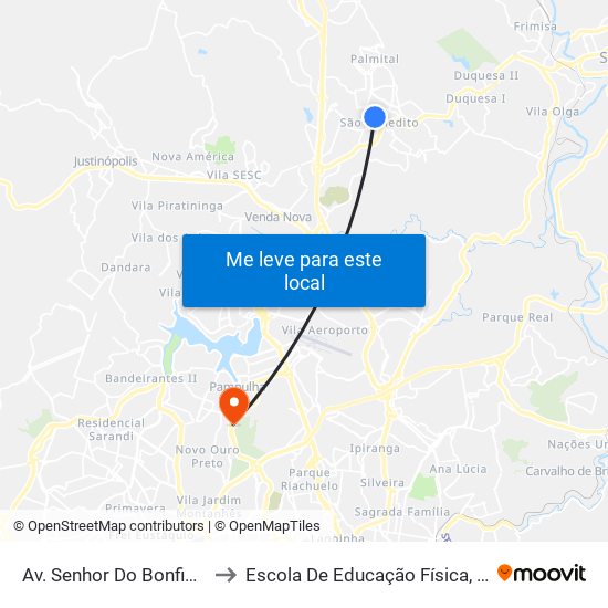 Av. Senhor Do Bonfim, 1052 | Upa São Benedito to Escola De Educação Física, Fisioterapia E Terapia Ocupacional map