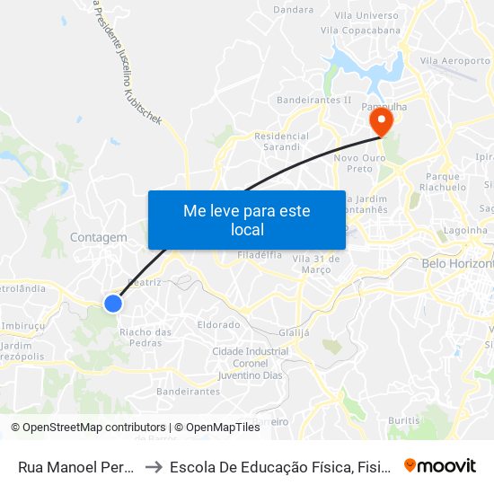 Rua Manoel Pereira Mendes, 108 to Escola De Educação Física, Fisioterapia E Terapia Ocupacional map