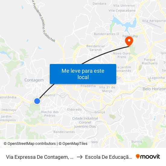 Via Expressa De Contagem, 7401 | Viaduto Do Bernado Monteiro Sentido Belo Horizonte to Escola De Educação Física, Fisioterapia E Terapia Ocupacional map