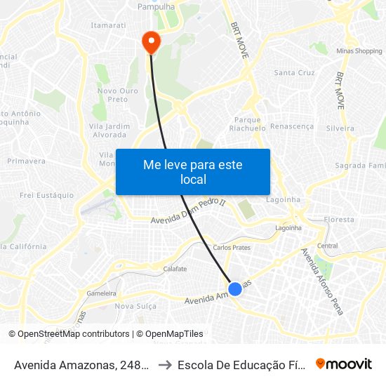 Avenida Amazonas, 2481 | Amazonas Com Martim De Carvalho 1 to Escola De Educação Física, Fisioterapia E Terapia Ocupacional map