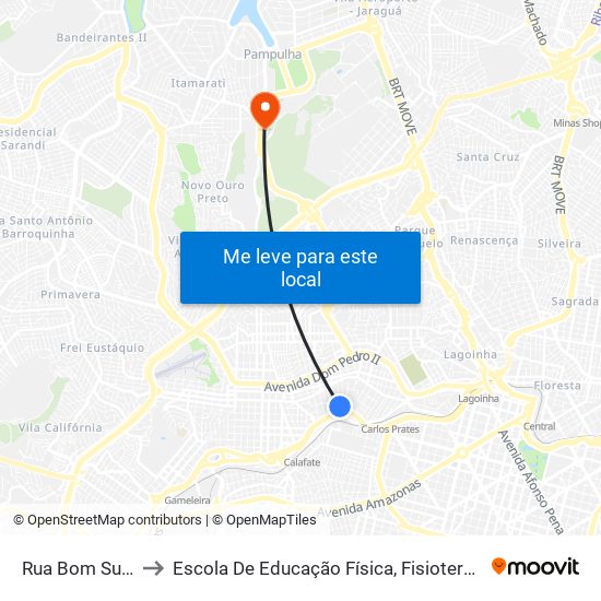 Rua Bom Sucesso 790 to Escola De Educação Física, Fisioterapia E Terapia Ocupacional map