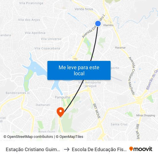 Estação Cristiano Guimarães | Move Municipal - Sentido Centro to Escola De Educação Física, Fisioterapia E Terapia Ocupacional map